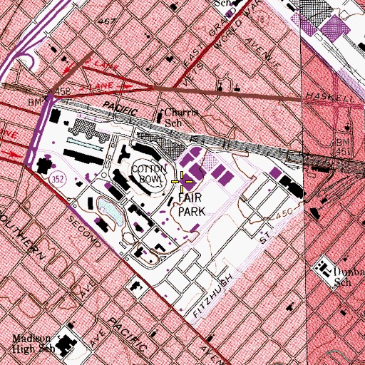 Topographic Map of Fair Park Coliseum, TX