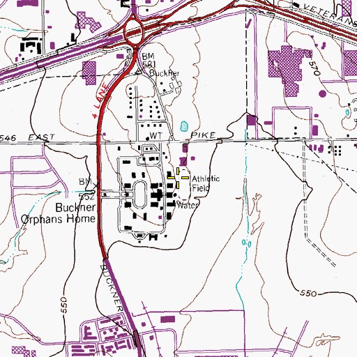 Topographic Map of First Baptist Athletic Complex, TX
