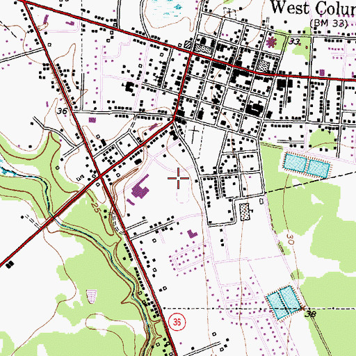 Topographic Map of West Columbia Independent School District Football Stadium, TX