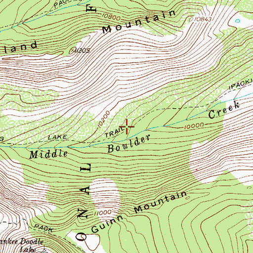 Topographic Map of King Lake Trail, CO