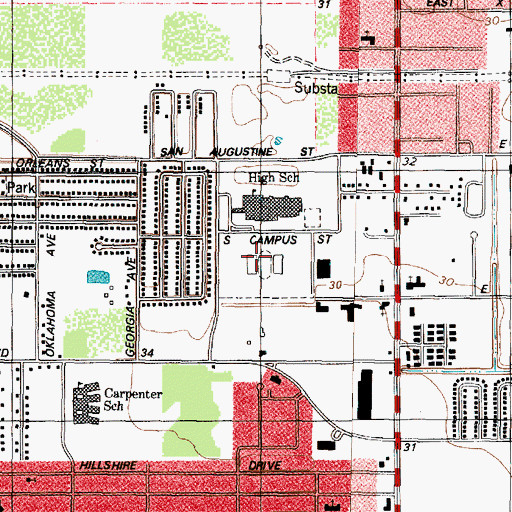Topographic Map of Abshire Stadium - Deer Park High School, TX