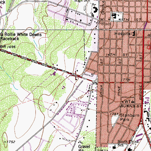 Topographic Map of Rollie G White Complex, TX