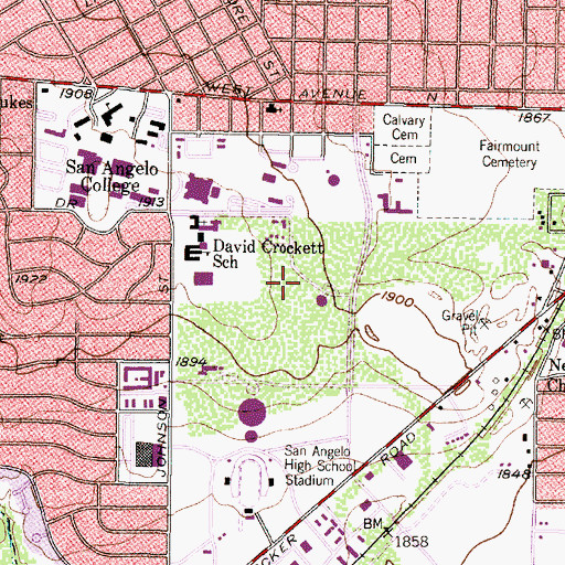 Topographic Map of The Junell Center, TX