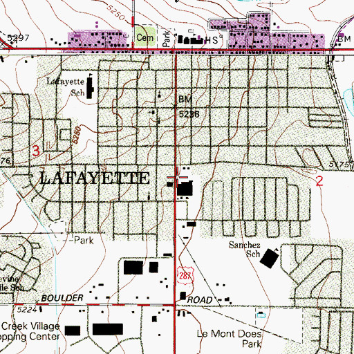 Topographic Map of Lafayette, CO
