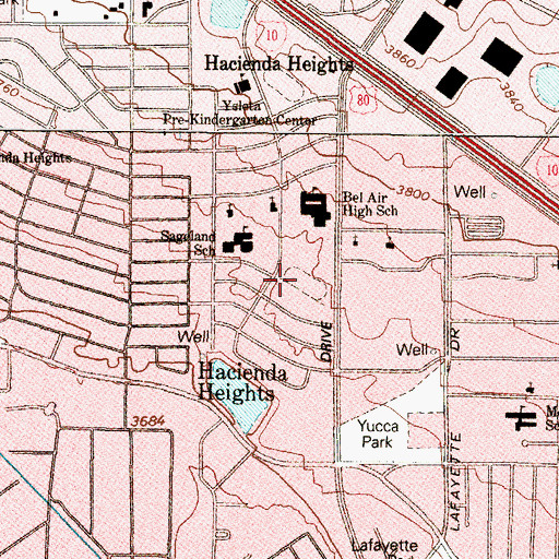 Topographic Map of Highlander Stadium at Bel Air High School, TX