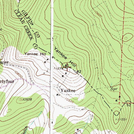 Topographic Map of Yankee Hill, CO