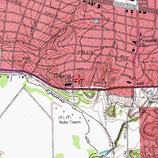 Topographic Map of Glover Park, TX