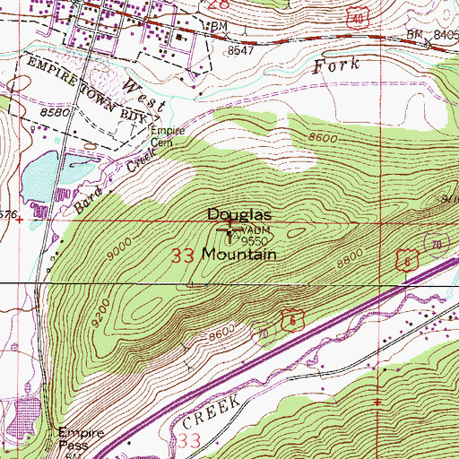 Topographic Map of Douglas Mountain, CO