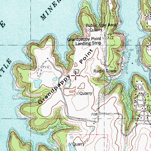 Topographic Map of Grandpappy Point Park, TX