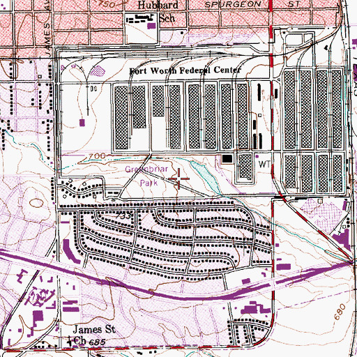 Topographic Map of Greenbriar Park, TX