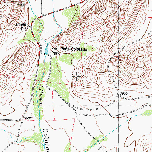 Topographic Map of Fort Pena Colorado Park, TX