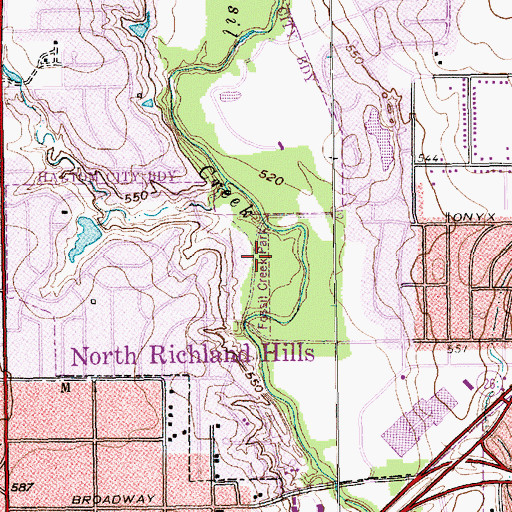 Topographic Map of Fossil Creek Park, TX