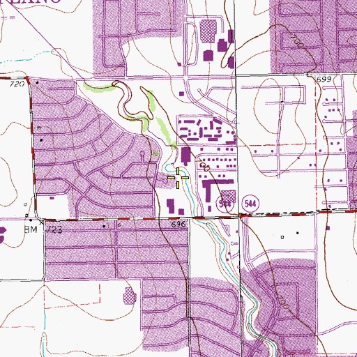 Topographic Map of Evans Park, TX