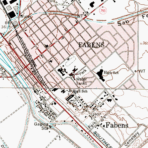 Topographic Map of Fabens Park, TX