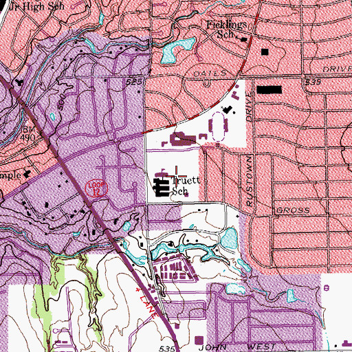 Topographic Map of Ferguson Road Park, TX