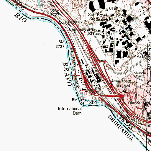 Topographic Map of Doniphan Park, TX