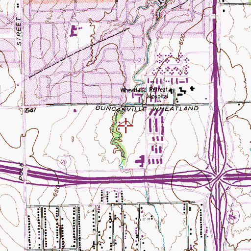 Topographic Map of Danieldale Park, TX