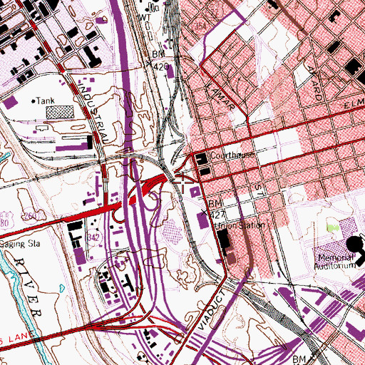 Topographic Map of Dealey Plaza Park, TX