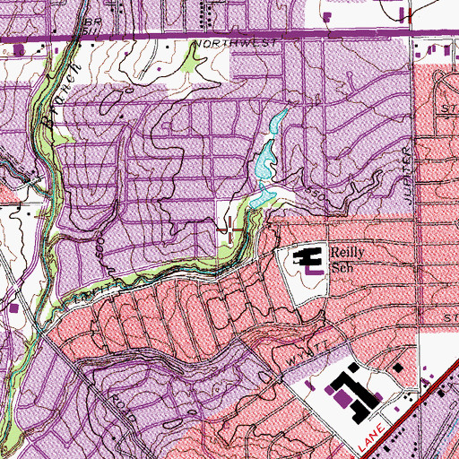 Topographic Map of Lochwood Park, TX
