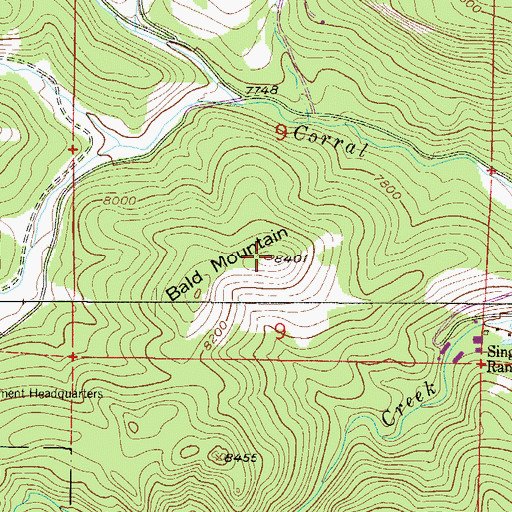 Topographic Map of Bald Mountain, CO