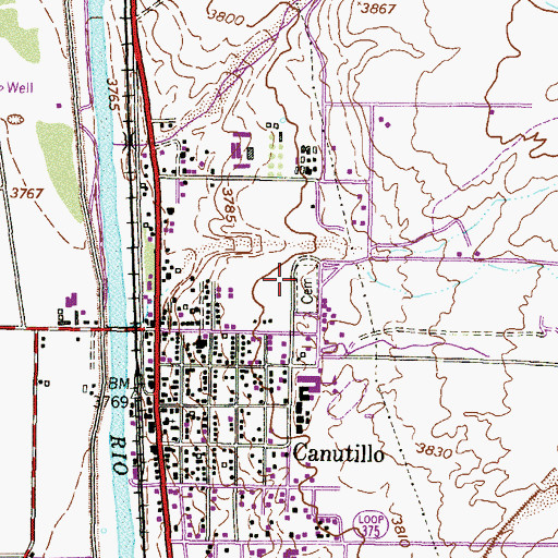 Topographic Map of Canutillo Cemetery, TX