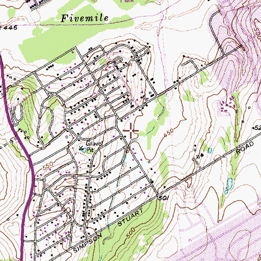 Topographic Map of Cedardale Park, TX