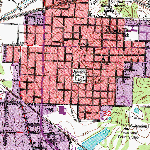 Topographic Map of Bramble Park, TX