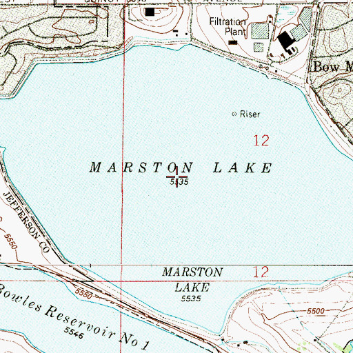 Topographic Map of Marston Lake, CO