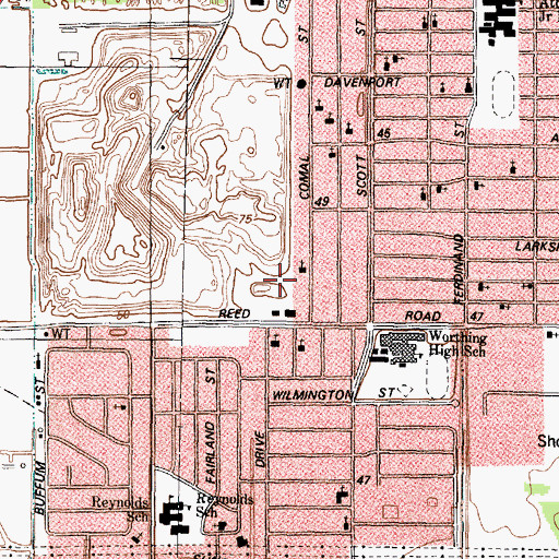 Topographic Map of Blueridge Park, TX