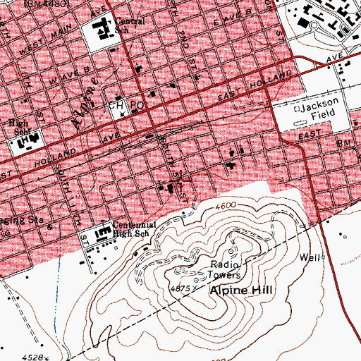 Topographic Map of Baines Park, TX