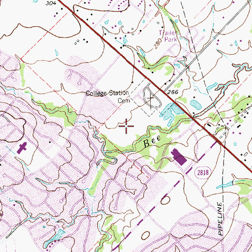 Topographic Map of Bee Creek Park, TX