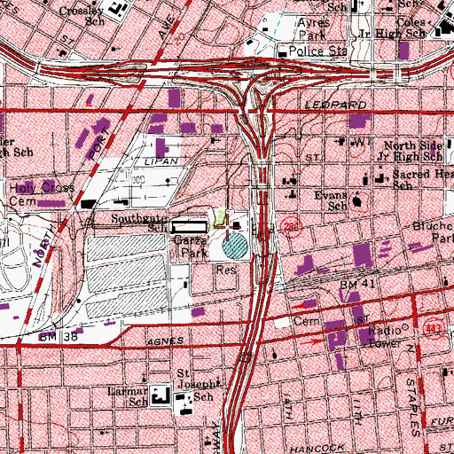Topographic Map of Ben Garza Park, TX