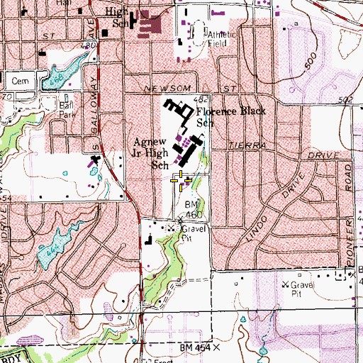 Topographic Map of Agnew Park, TX