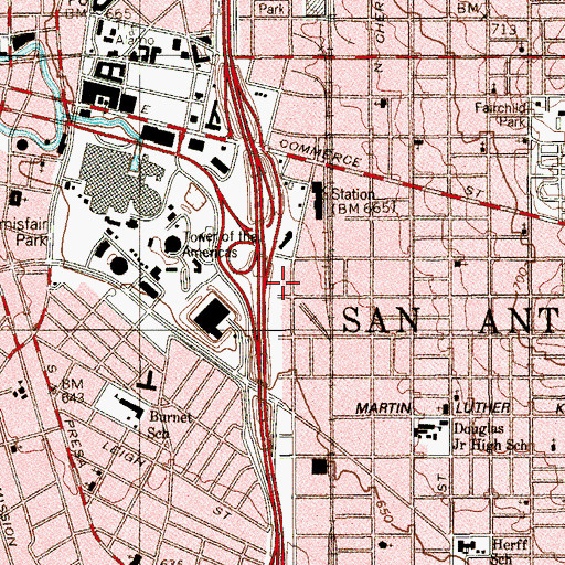 Topographic Map of Alamodome, TX
