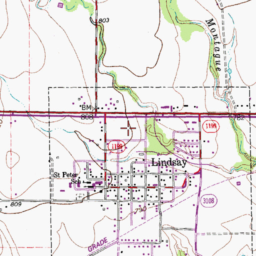 Topographic Map of Lindsey Park, TX