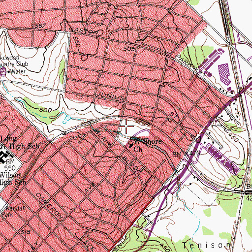 Topographic Map of Lindsley Park, TX
