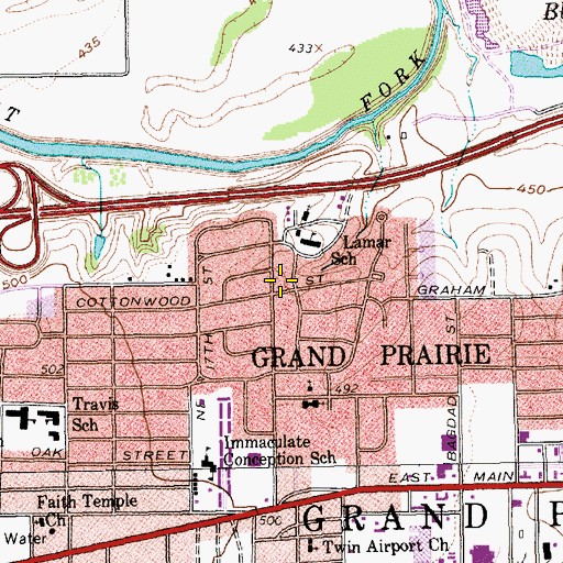 Topographic Map of Lamar Park, TX