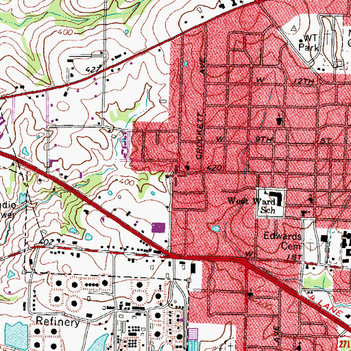 Topographic Map of Kieth Park, TX