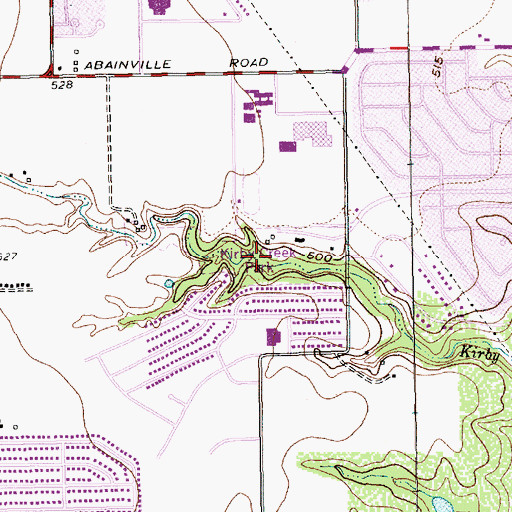 Topographic Map of Kirby Creek Park, TX