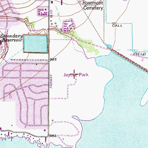 Topographic Map of Jaycee Park, TX