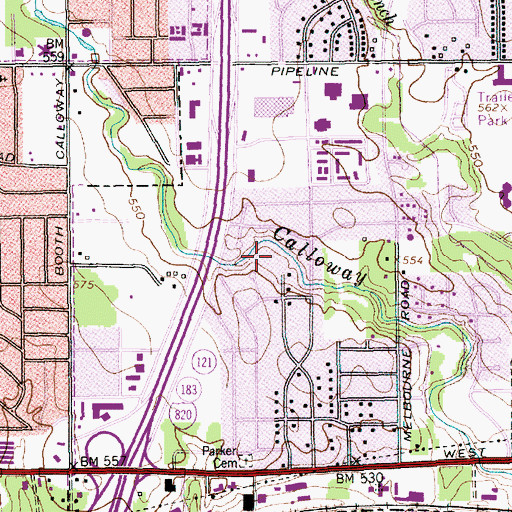 Topographic Map of Jaycees Park, TX