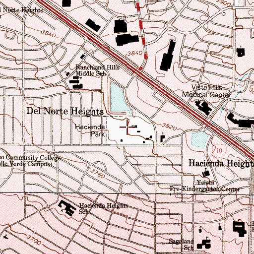 Topographic Map of Hacienda Park, TX