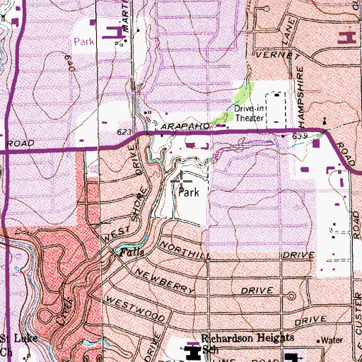 Topographic Map of Heights Park, TX