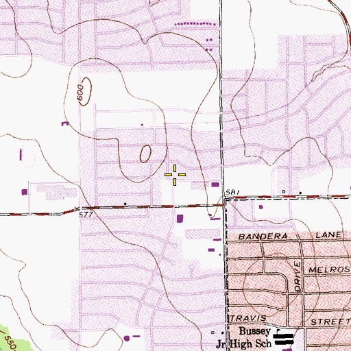 Topographic Map of Peavy Park, TX
