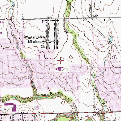 Topographic Map of Mosley Park, TX