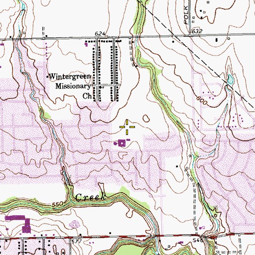 Topographic Map of Mosley Park, TX