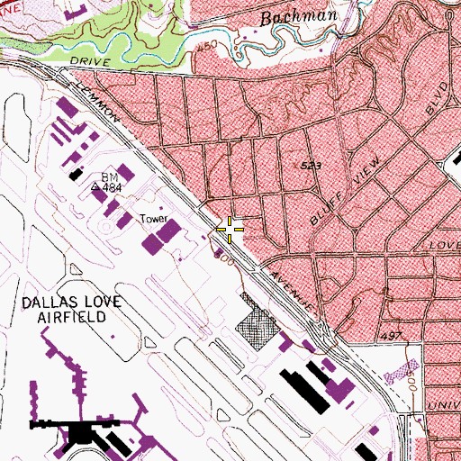 Topographic Map of Midway Manor Park, TX