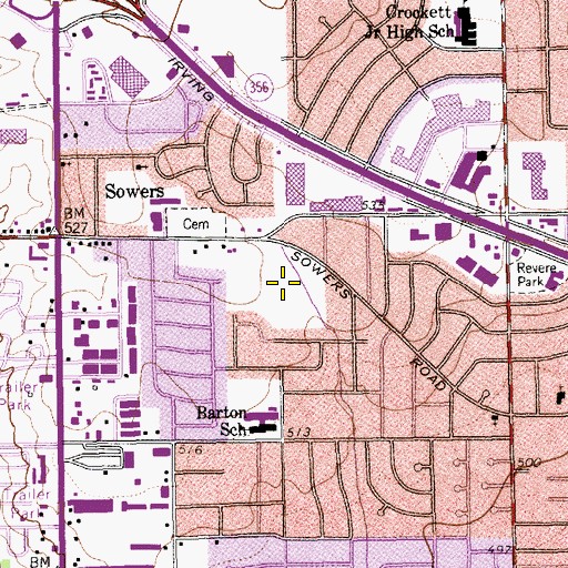 Topographic Map of Wyche Park, TX