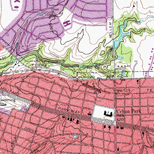 Topographic Map of Urban Park, TX