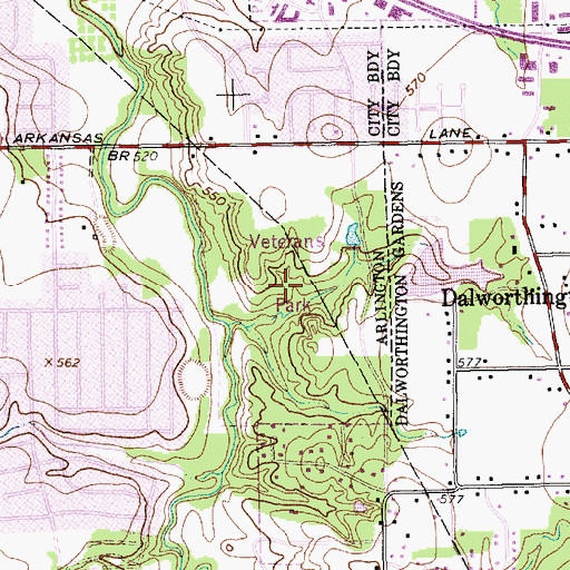 Topographic Map of Veteran Park, TX